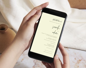 Digitale Nikkah-Einladung, islamische Hochzeit Evite, anpassbare Canva-Vorlage