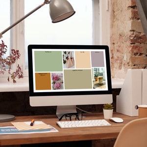 Sfondo dell'organizzatore del desktop / Sfondo del desktop / Sfondo del desktop / Estetica naturale fresca / Mood Board, Vision Board / Download digitale