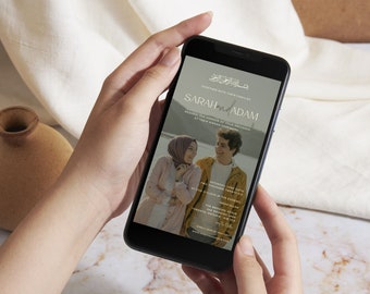Digitale muslimische Hochzeitseinladung, elektronische Nikkah-Einladung (Canva-Vorlage)
