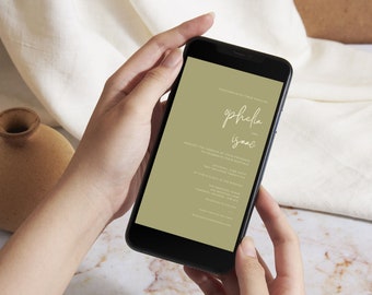 Elegant Digital Wedding Invitation, Evite, Customizable Canva Template