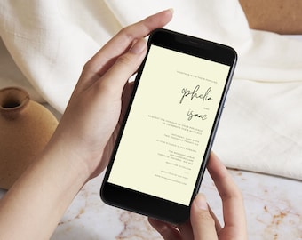 Elegant Digital Wedding Invitation, Mobile Invite, Customizable Canva Template