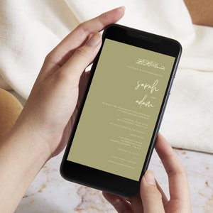 Digital Muslim Wedding Invitation, Electronic Nikkah Invite, Digital Nikkah Invitation, Islamic Wedding Evite, Nikkah Evite, Canva Template