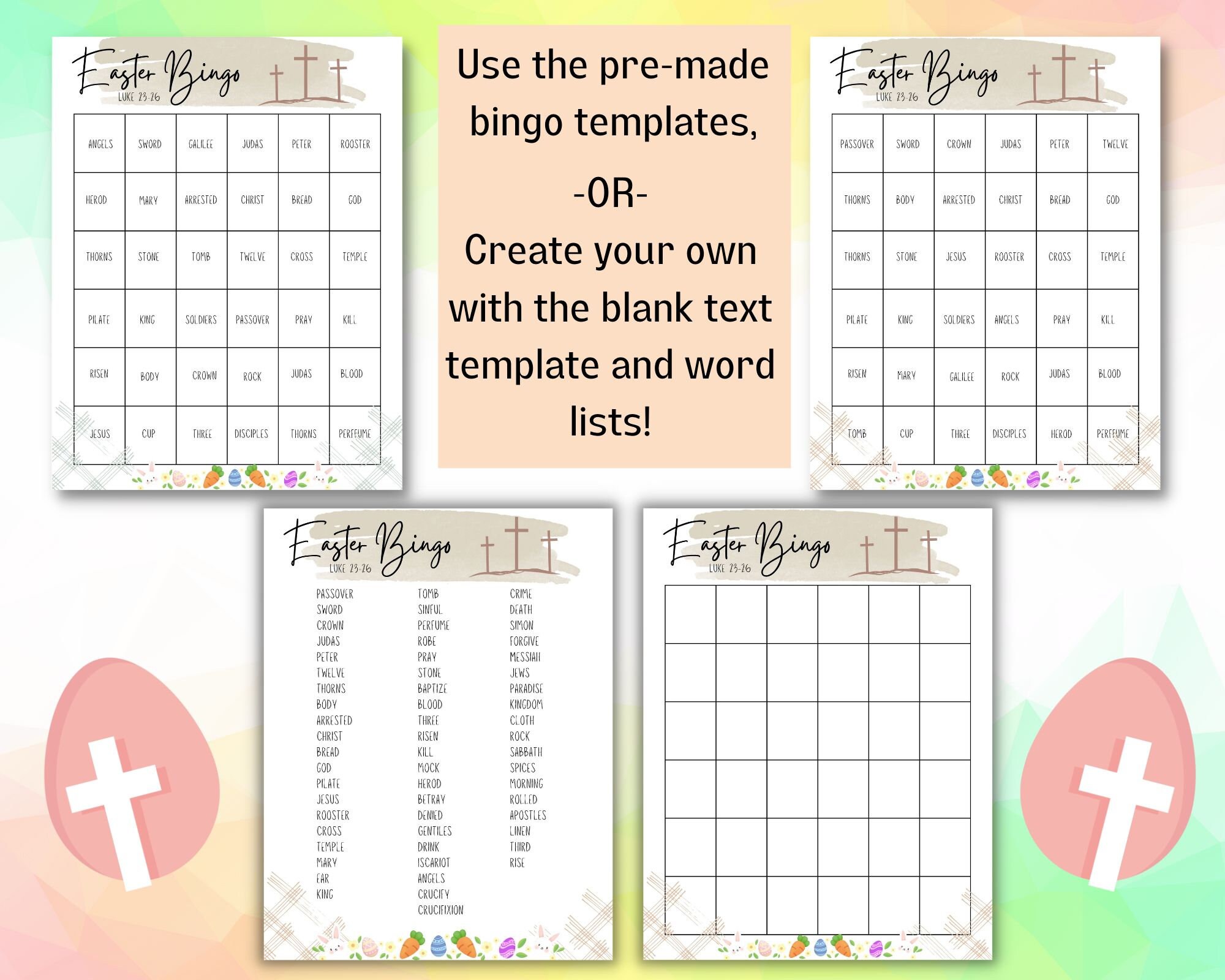 Easter Bingo Printable/bible Story Bingo - Etsy