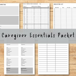 Caregiver Essentials Packet Printable Templates/gray Scale - Etsy