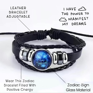 Bransoletka ze znakiem zodiaku – biżuteria z zawieszkami konstelacji do manifestacji, prezenty astrologiczne, prezent z kamieniem szlachetnym, regulowana bransoletka niebiańska