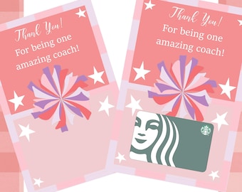 Cadeau voor een cheerleadingcoach – Printbare bedankkaart – Perfect om te combineren met een cadeaukaart