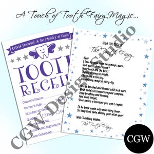 Zahnfee Brief & Quittung zum Ausdrucken – Magical Tooth Fairy Note Bundle