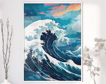 The Great Wave off Kanagawa Blue Print, Modern Ukiyo-e Wall Art, Japanese Art Print, Anime Wave Poster, Trendy Japan Print, A0 A1 A2 A3 A4