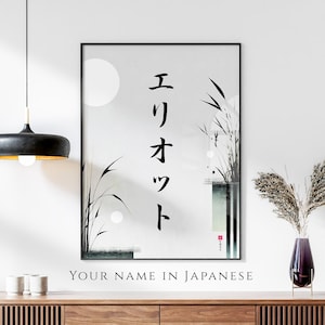 Ihr Name auf Japanisch Druck, personalisiertes benutzerdefiniertes Name Poster, Kalligraphie Wandkunst, japanisches Zeichen Geschenk, Katakana japanische Übersetzung