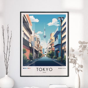 Tokyo Travel Print, Japan Poster, City Illustration, Modern Ukiyo-e Design, Japanese Art Print, Trendy Japanese Print, A0 A1 A2 A3 A4