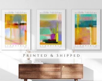 Côte d'Azur Abstract Set of 3 Prints, Original Wall Art, Living Room Art, Above Bed Decor, 3 Panel Print Set, Gallery Wall Set