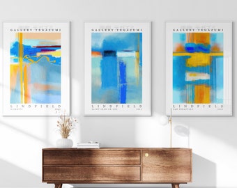 Basque Abstract Printable Set of 3, Original Wall Art, Living Room Art, Above Bed Decor, Digital Print Set, Gallery Wall Set