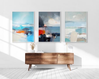 Ocean Abstract Printable Set of 3, Original Sea Wall Art, Oil Painting, Living Room Art, Above Bed Decor, Digital Print Set, Gallery Art Set