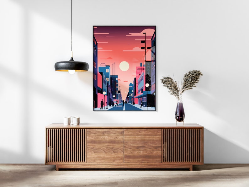 Tokyo Meridian Printable Set of 3, Modern Wall Art, Japanese Street Set, Living Room Art, Above Bed Decor, Digital Set, Anime Gallery Set image 4