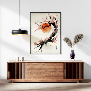 Japanese Wave & Blossom Set of 3 Prints, Ukiyo-e Wall Art, Living Room Art, Above Bed Decor, 3 Panel Print Set, Gallery Wall Set image 5