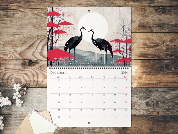 2024 Wall Calendar, Modern Japanese Ukiyo-e Designs, Monthly Planner, Koi  Fish, Mount Fuji, Sakura, Japanese Wall Art - Etsy