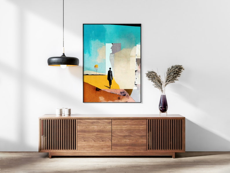 Abstract Collage Set of 3 Prints, Surreal Wall Art, Modern Living Room Art, Above Bed Decor, 3 Panel Print Set, Gallery Wall Set image 5