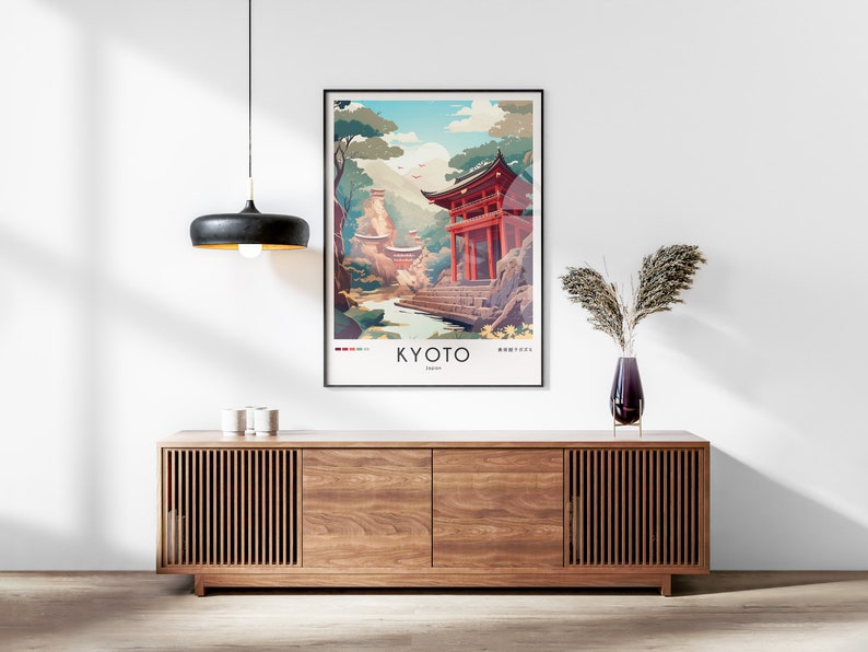 Kyoto Travel Print, Japan Travel Poster, City Illustration, Modern Ukiyo-e Design, Japanese Art Print, Trendy Japanese Print, A0 A1 A2 A3 A4 image 3