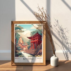 Kyoto Travel Print, Japan Travel Poster, City Illustration, Modern Ukiyo-e Design, Japanese Art Print, Trendy Japanese Print, A0 A1 A2 A3 A4 image 6