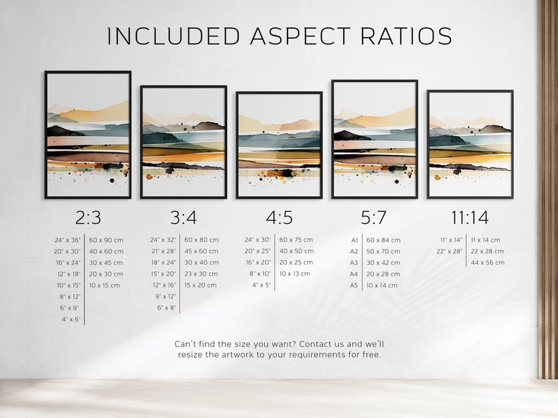 Modern Landscape Watercolour Printable Set of 3, Neutral Japandi Wall Art, Living Room Art, Above Bed Decor, Digital Print Set, Abstract Set image 10