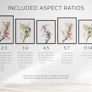 Japanese Watercolor Blossom Wall Art, Printable Set of 3, Ukiyo-e Wall Art, Living Room Art, Above Bed Decor, Digital Print Set, Gallery Set image 10