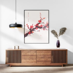 Japanese Sakura Cherry Blossom & Swallow, Printable Set of 3, Modern Ukiyo-e Wall Art, Japan Decor, Anime Manga Set, Triptych Posters image 2