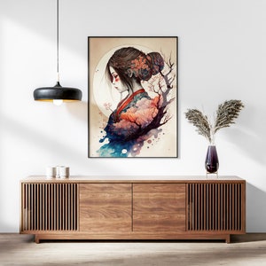 Japanese Wave & Blossom Set of 3 Prints, Ukiyo-e Wall Art, Living Room Art, Above Bed Decor, 3 Panel Print Set, Gallery Wall Set image 4