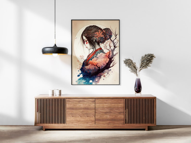 Japanese Wave & Blossom Set of 3 Prints, Ukiyo-e Wall Art, Living Room Art, Above Bed Decor, 3 Panel Print Set, Gallery Wall Set image 4