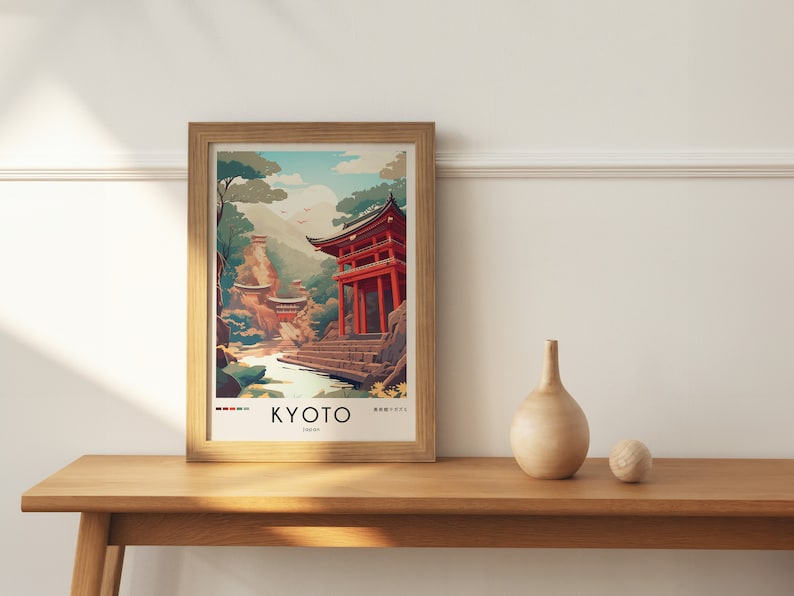 Kyoto Travel Print, Japan Travel Poster, City Illustration, Modern Ukiyo-e Design, Japanese Art Print, Trendy Japanese Print, A0 A1 A2 A3 A4 image 2