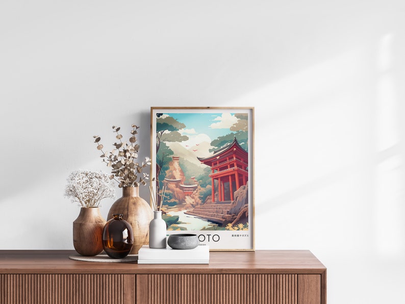 Kyoto Travel Print, Japan Travel Poster, City Illustration, Modern Ukiyo-e Design, Japanese Art Print, Trendy Japanese Print, A0 A1 A2 A3 A4 image 9