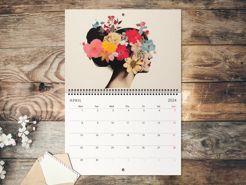 2024 Wall Calendar, Modern Japanese Ukiyo-e Designs, Monthly Planner, Koi Fish, Mount Fuji, Sakura, Japanese Wall Art image 6