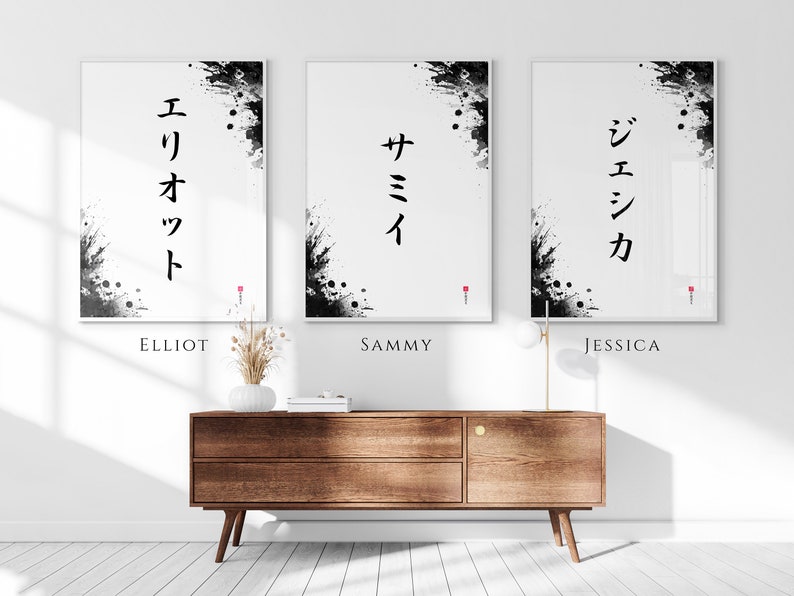 Your Name in Japanese Print, Personalised Custom Name Poster, Calligraphy Wall Art, Japanese Sign Gift, Katakana Japanese Translation image 5