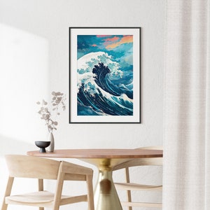The Great Wave off Kanagawa Blue Print, Modern Ukiyo-e Wall Art, Japanese Art Print, Anime Wave Poster, Trendy Japan Print, A0 A1 A2 A3 A4 image 6