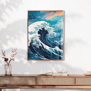 The Great Wave off Kanagawa Blue Print, Modern Ukiyo-e Wall Art, Japanese Art Print, Anime Wave Poster, Trendy Japan Print, A0 A1 A2 A3 A4 image 7