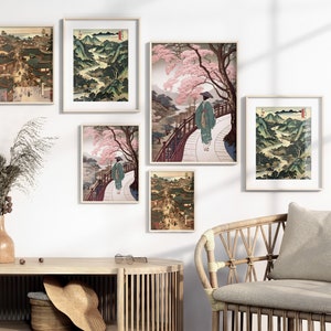 Japanese Vintage Ukiyo-e Art Printable Set of 3, Traditional Woodblock Wall Art, Living Room Art, Above Bed Decor, Digital Set, Gallery Set image 8