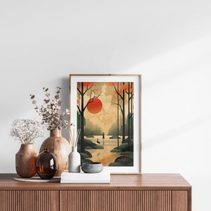 Japanese Koi Fish Zen Garden Set of 3 Prints, Abstract Wall Art, Living Room Art, Above Bed Decor, 3 Panel Print Set, Gallery Wall Set image 6