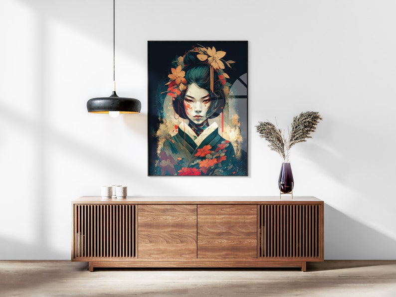 Samurai Warrior Printable Set of 3, Modern Ukiyo-e Wall Art, Living Room Art, Above Bed Decor, Digital Print Set, Gallery Wall Set, Anime image 5