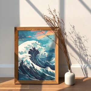 The Great Wave off Kanagawa Blue Print, Modern Ukiyo-e Wall Art, Japanese Art Print, Anime Wave Poster, Trendy Japan Print, A0 A1 A2 A3 A4 image 5