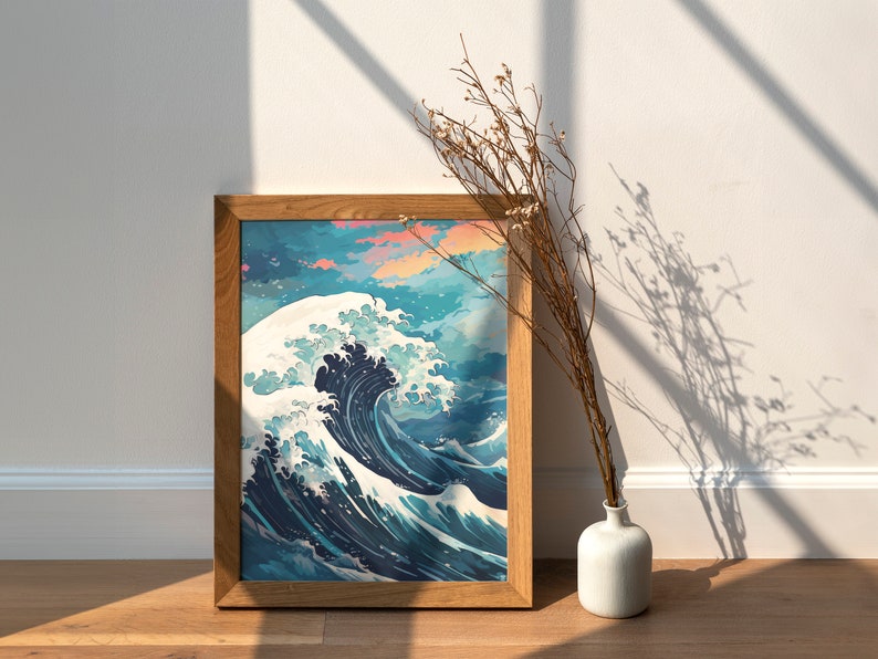 The Great Wave off Kanagawa Blue Print, Modern Ukiyo-e Wall Art, Japanese Art Print, Anime Wave Poster, Trendy Japan Print, A0 A1 A2 A3 A4 image 5