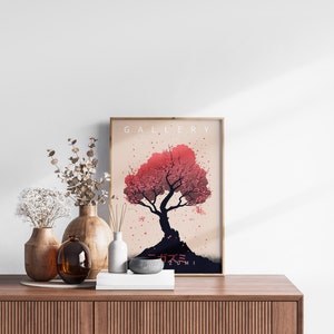 Japanese Blossom Poster Set of 3 Prints, Modern Ukiyo-e Wall Art, Living Room Art, Above Bed Decor, 3 Panel Print Set, Gallery Wall Set image 7
