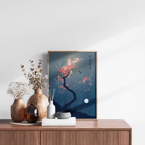 Japanese Blossom Poster Set of 3 Prints, Modern Ukiyo-e Wall Art, Living Room Art, Above Bed Decor, 3 Panel Print Set, Gallery Wall Set image 8