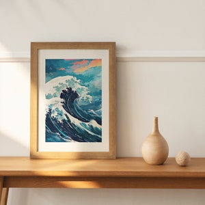 The Great Wave off Kanagawa Blue Print, Modern Ukiyo-e Wall Art, Japanese Art Print, Anime Wave Poster, Trendy Japan Print, A0 A1 A2 A3 A4 image 2