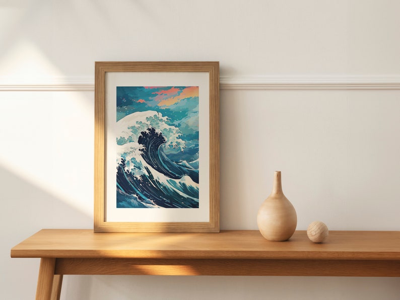 The Great Wave off Kanagawa Blue Print, Modern Ukiyo-e Wall Art, Japanese Art Print, Anime Wave Poster, Trendy Japan Print, A0 A1 A2 A3 A4 image 2