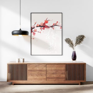 Japanese Sakura Cherry Blossom & Swallow Set of 3 Prints, Ukiyo-e Wall Art, Anime Set, Above Bed Decor, 3 Panel Print Set, Gallery Wall Set image 3