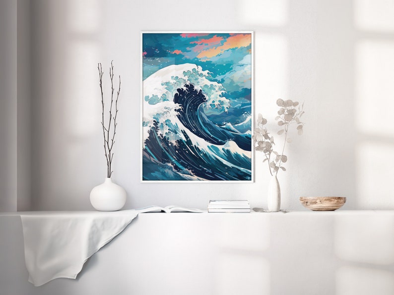 The Great Wave off Kanagawa Blue Print, Modern Ukiyo-e Wall Art, Japanese Art Print, Anime Wave Poster, Trendy Japan Print, A0 A1 A2 A3 A4 image 1