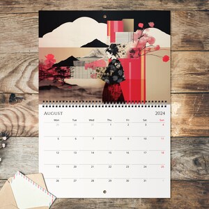 2024 Wall Calendar, Modern Japanese Ukiyo-e Designs, Monthly Planner, Koi Fish, Mount Fuji, Sakura, Japanese Wall Art image 8