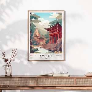 Kyoto Travel Print, Japan Travel Poster, City Illustration, Modern Ukiyo-e Design, Japanese Art Print, Trendy Japanese Print, A0 A1 A2 A3 A4 image 8