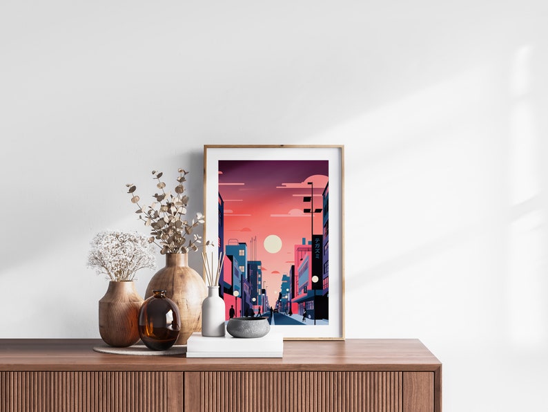 Tokyo Meridian Printable Set of 3, Modern Wall Art, Japanese Street Set, Living Room Art, Above Bed Decor, Digital Set, Anime Gallery Set image 9