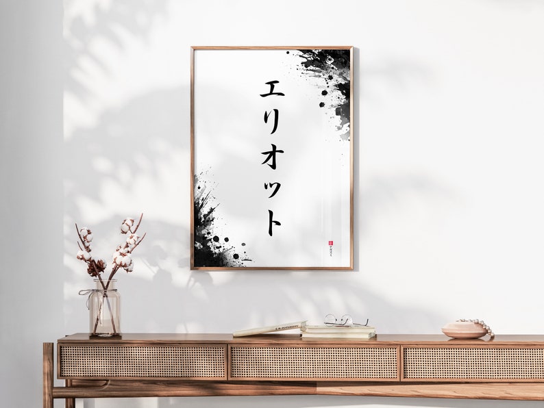 Your Name in Japanese Print, Personalised Custom Name Poster, Calligraphy Wall Art, Japanese Sign Gift, Katakana Japanese Translation image 3