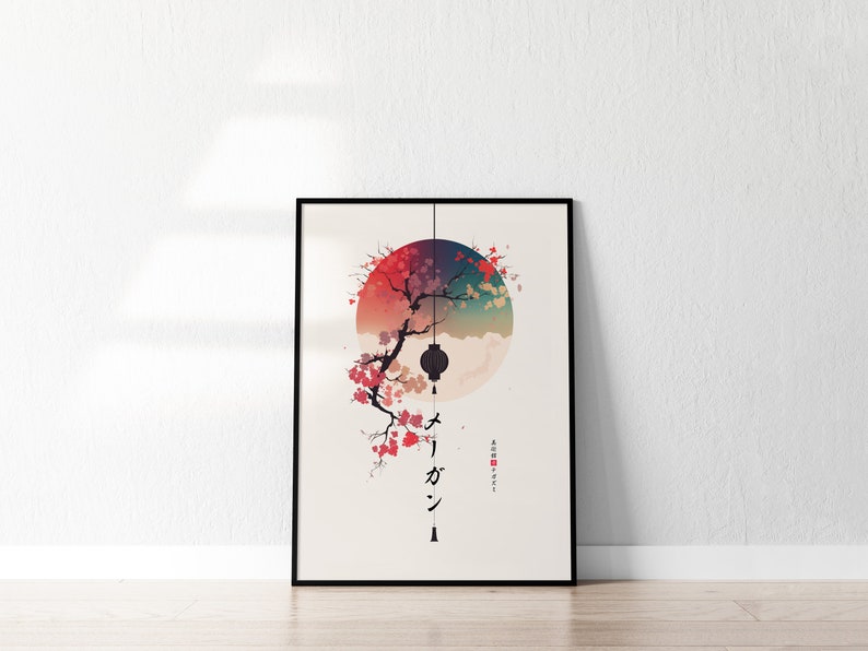 Your Name in Japanese Print, Personalised Custom Name Poster, Modern Ukiyo-e Blossom & Moon, Valentines Gift, Katakana Japanese Translation image 5
